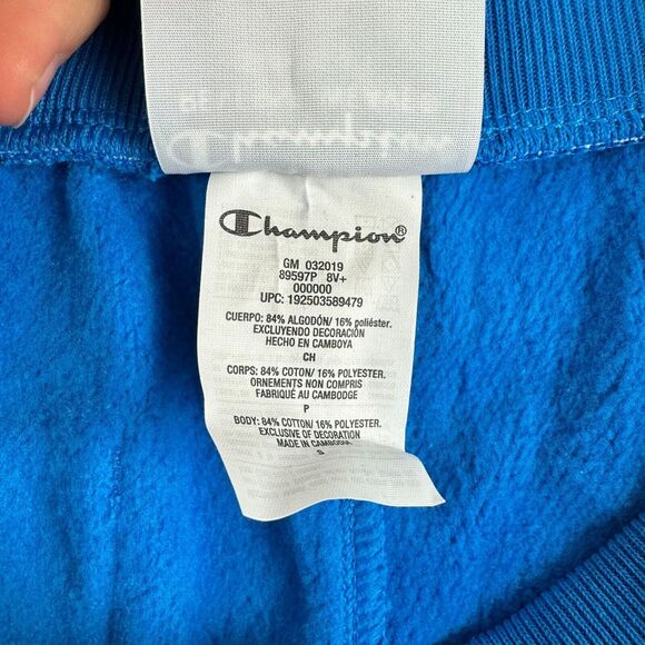 Champion Shorts Mens Small Blue Reverse Weave Cutoff Sweats Drawstring Pockets - Picture 10 of 14